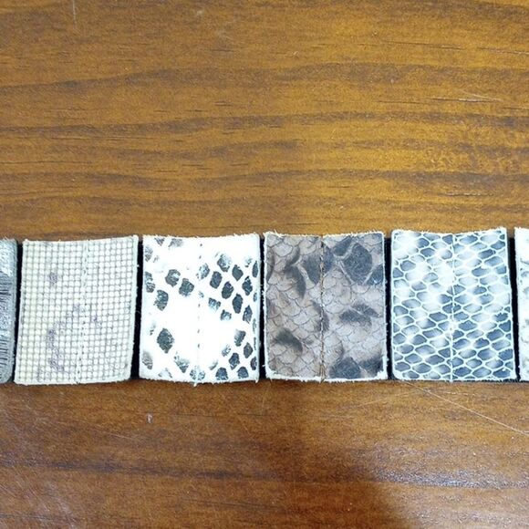Suzi Roher Pieced Leather Snake Skin Elastic Belt, Vintage! main image 6